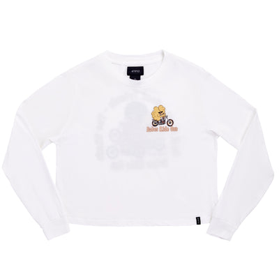Gettin' Hairy Cropped L/S Tee - White