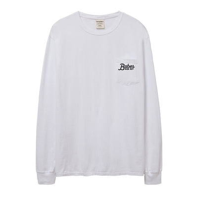 Night Rider Long Sleeve Pocket Tee - White