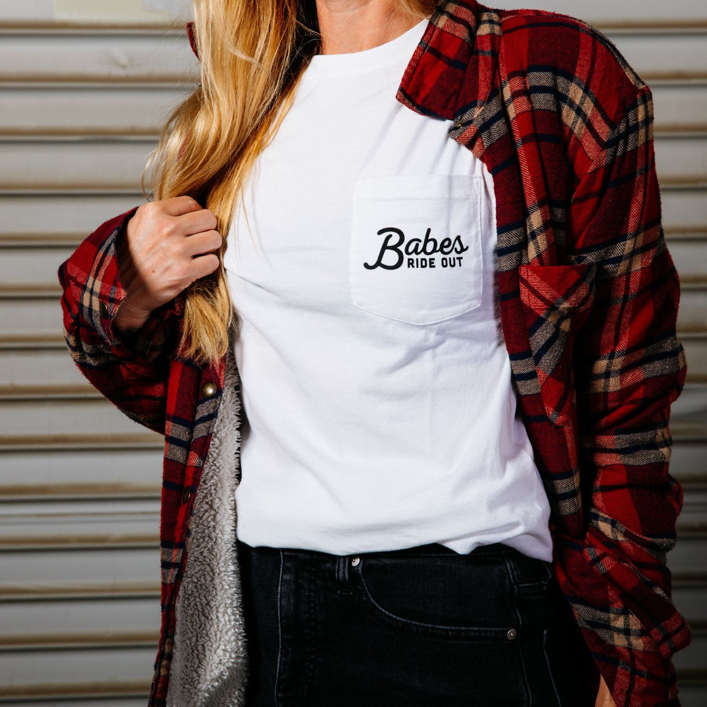 Night Rider Long Sleeve Pocket Tee - White