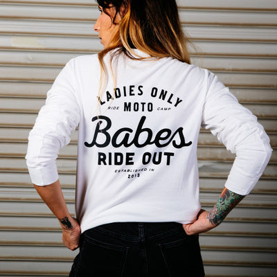 Night Rider Long Sleeve Pocket Tee - White